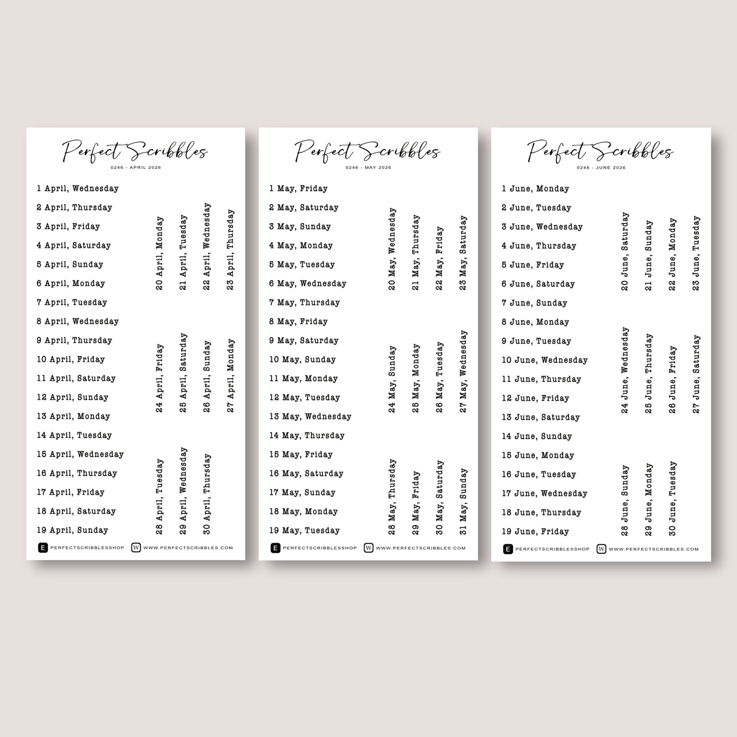 Typewriter Font 2026 Dated Planner Stickers