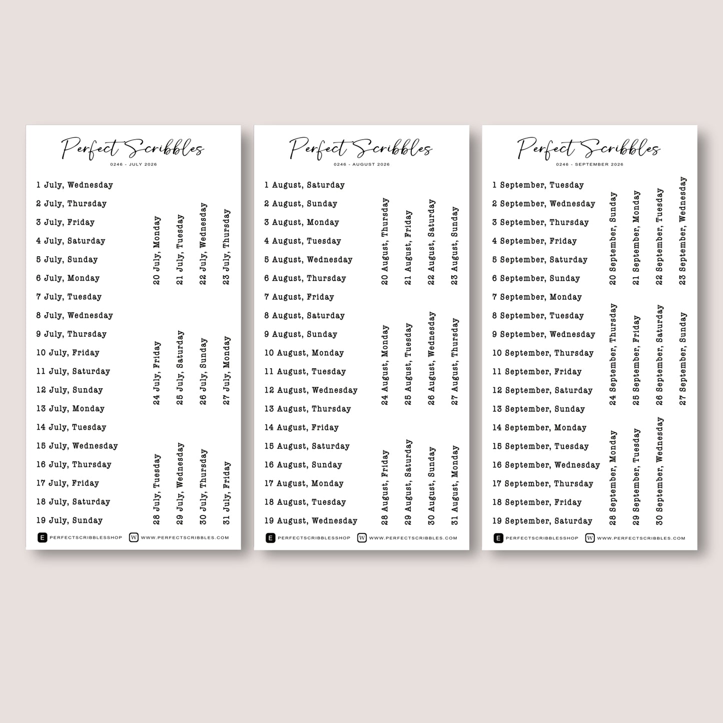 Typewriter Font 2026 Dated Planner Stickers