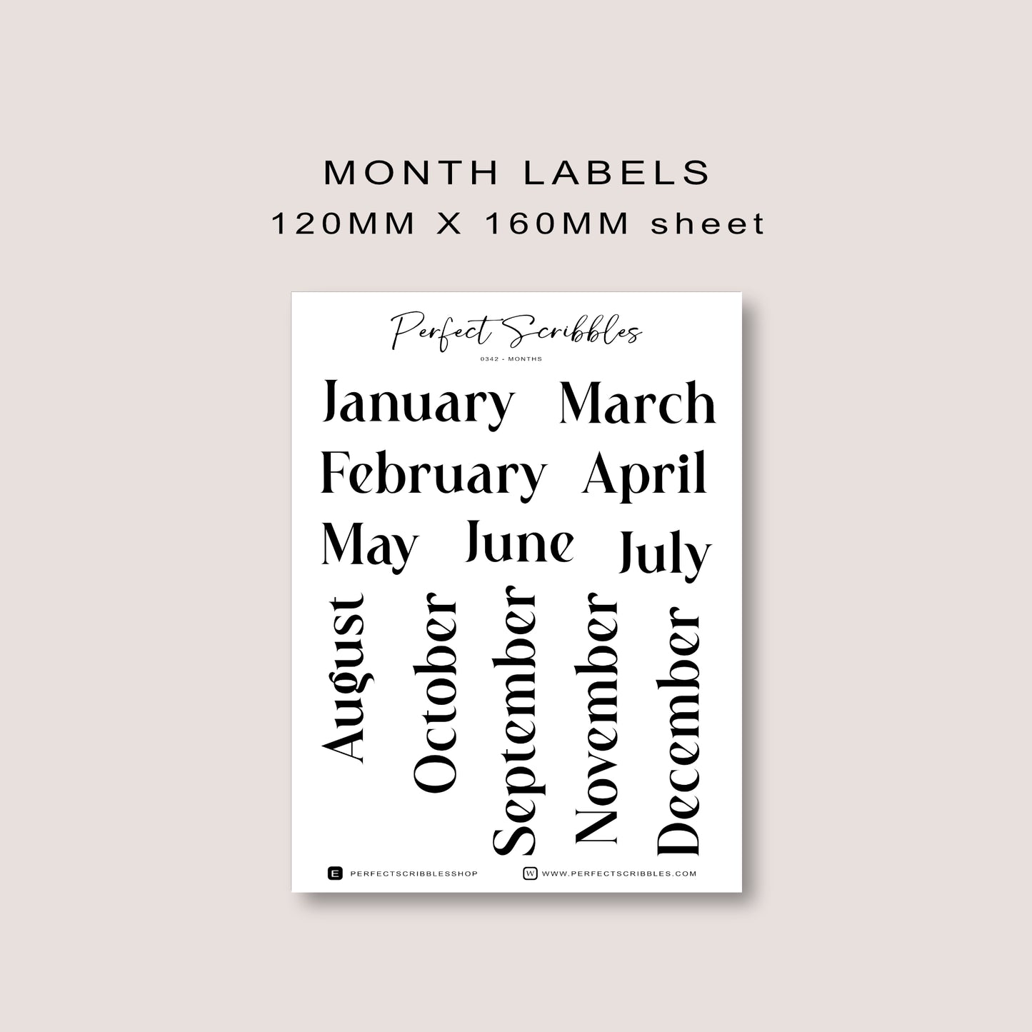 Month Label Journaling Stickers | Transparent Matte, Washi or Premium White stickers