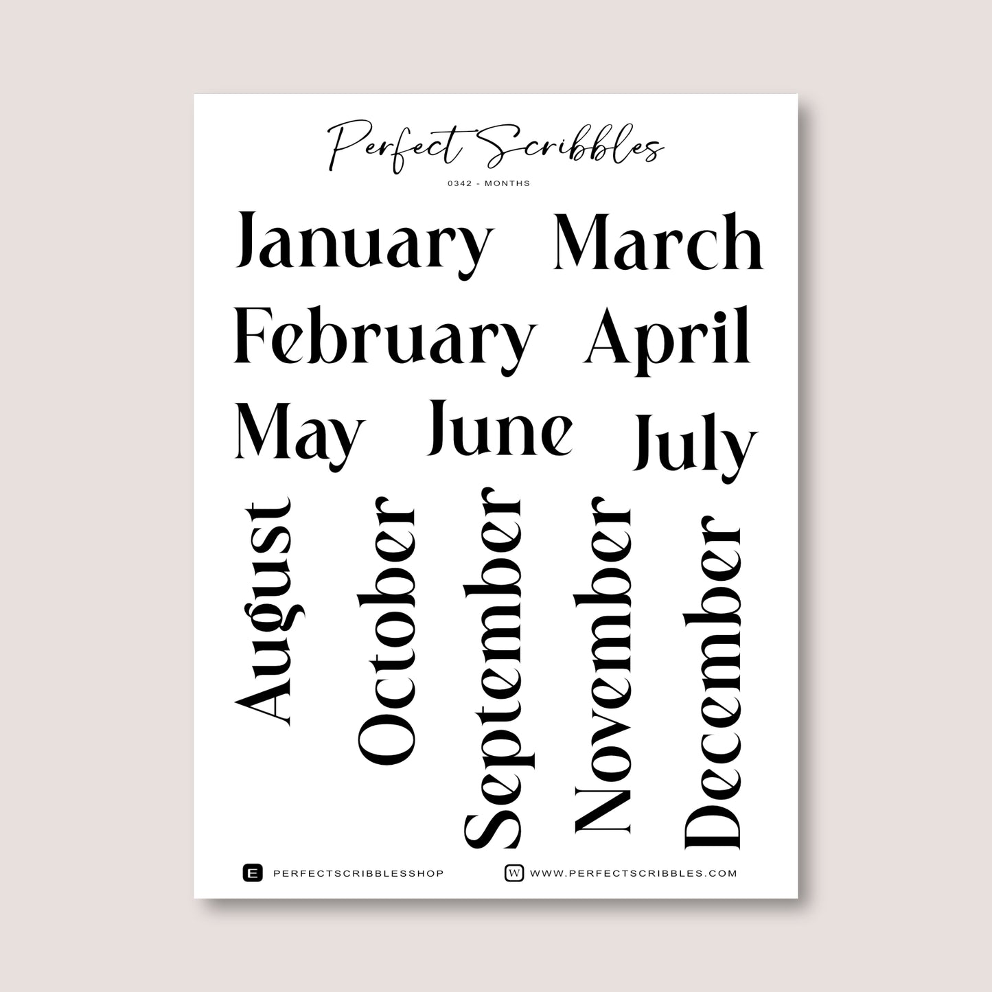 Month Label Journaling Stickers | Transparent Matte, Washi or Premium White stickers