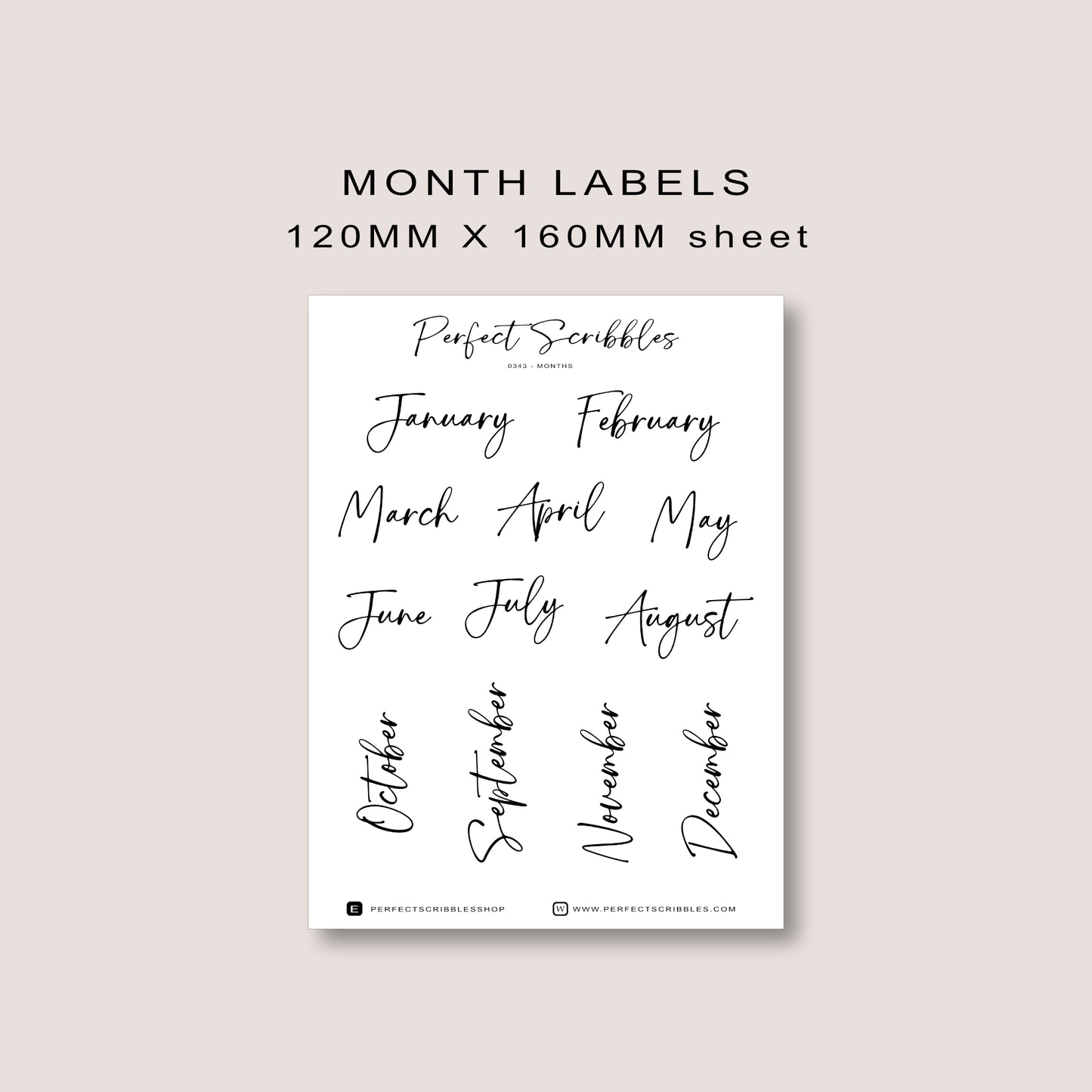 Month Label Journaling Stickers | Transparent Matte, Washi or Premium White stickers