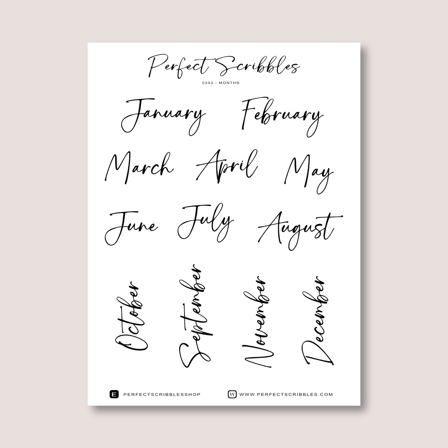 Month Label Journaling Stickers | Transparent Matte, Washi or Premium White stickers