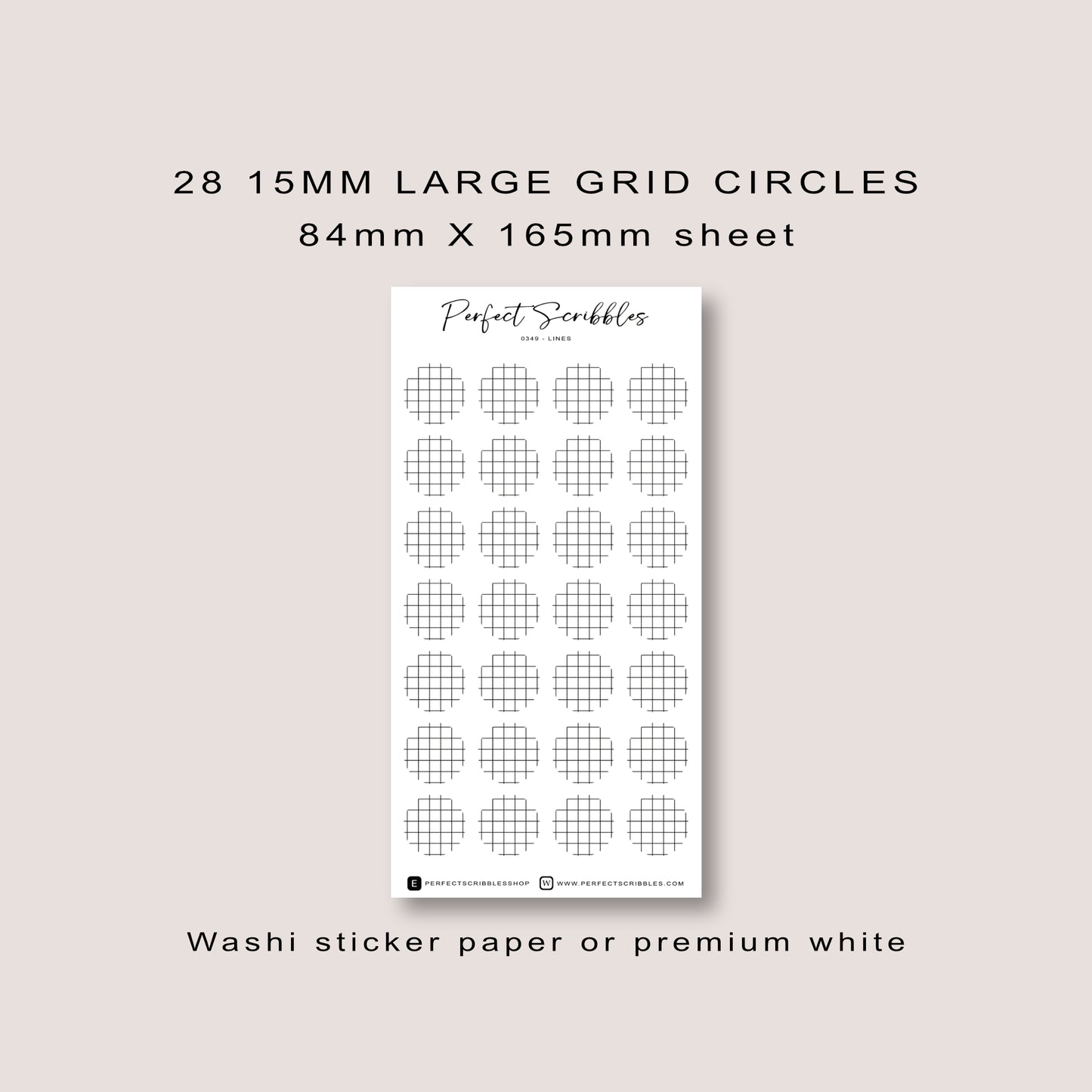 Large Circle Shaped Journaling Sticker in Grid Pattern