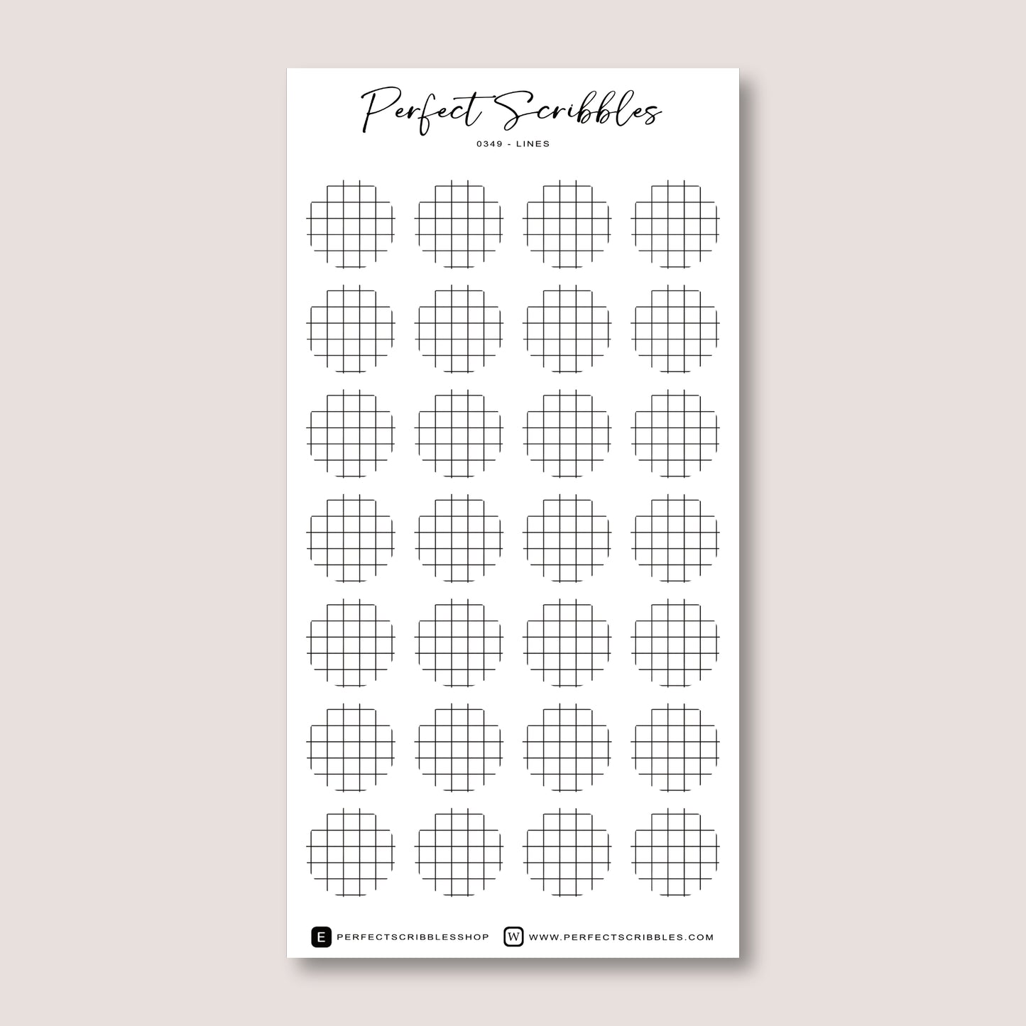 Large Circle Shaped Journaling Sticker in Grid Pattern