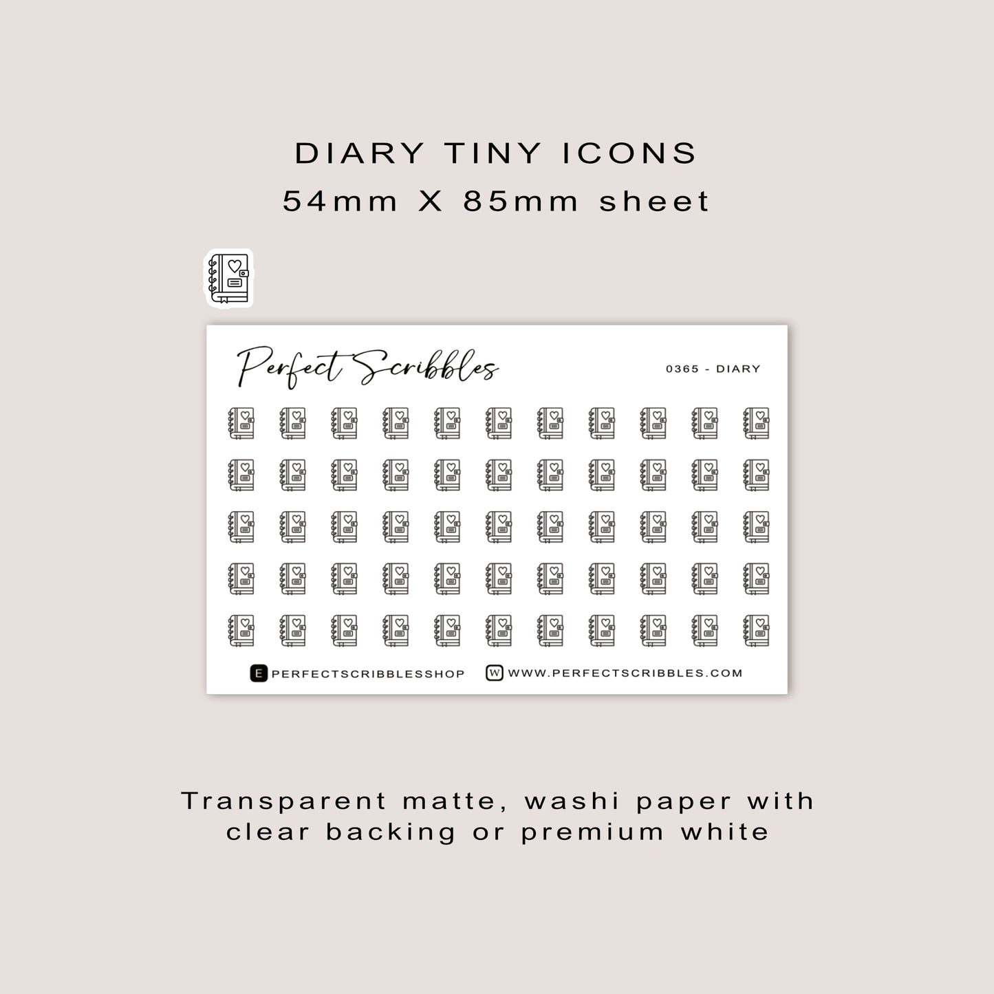 DIARY Tiny Icon Planner Stickers | Minimal | Credit card size sheet