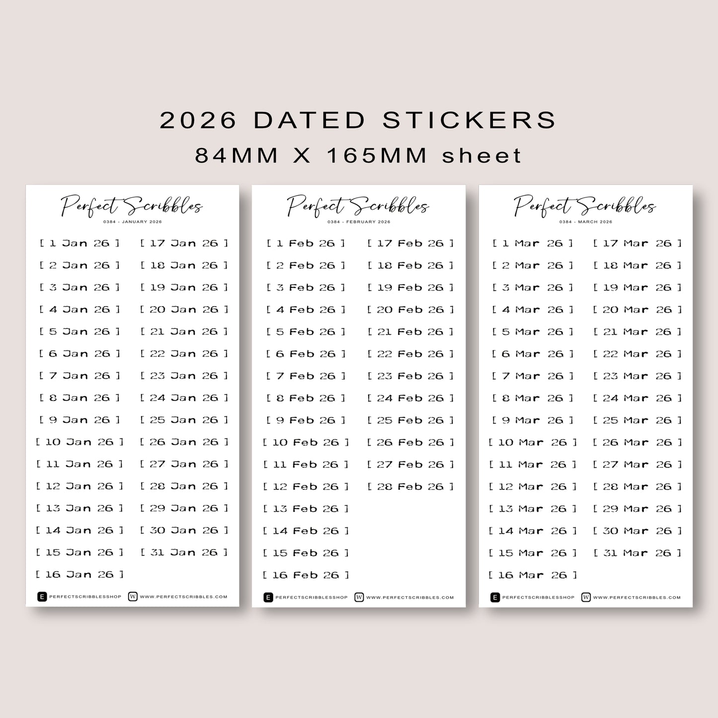 Stamp like 2026 Dated | Transparent Matte Planner Stickers