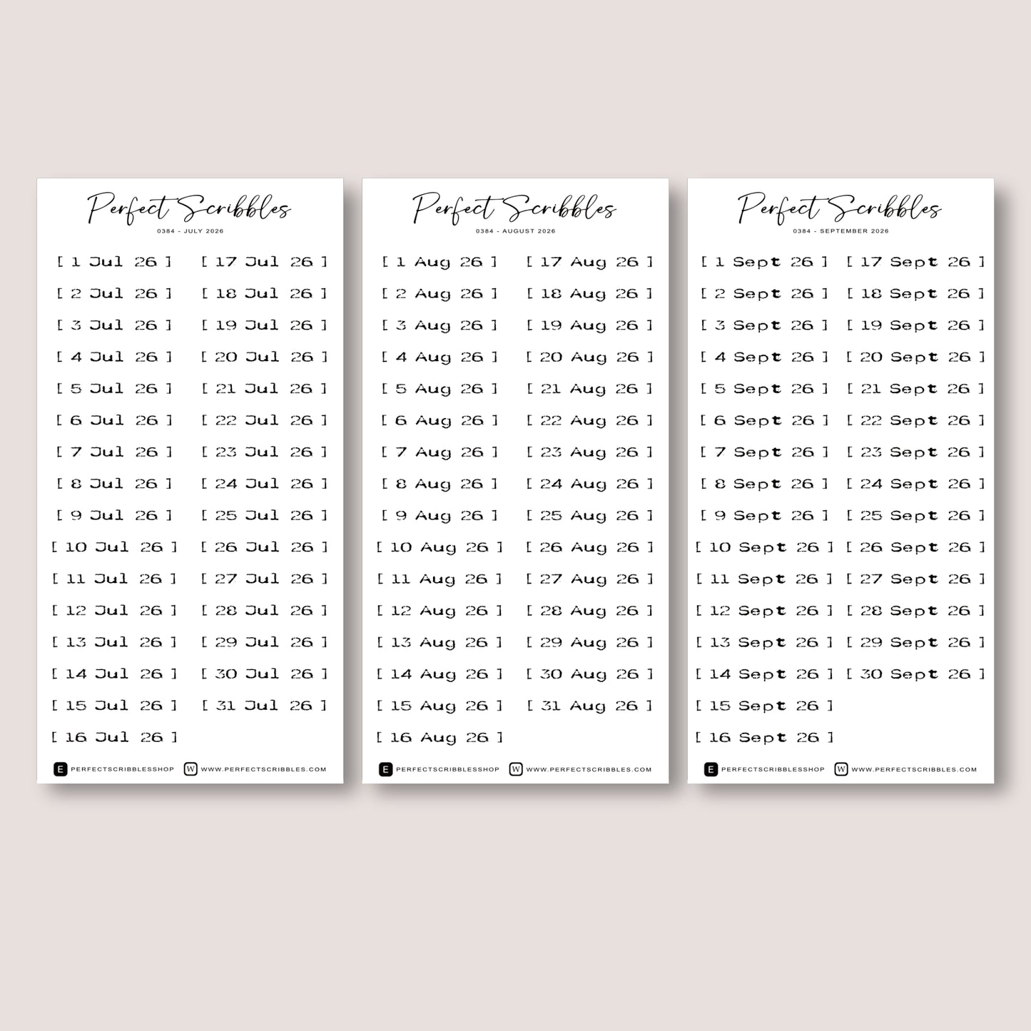 Stamp like 2026 Dated | Transparent Matte Planner Stickers