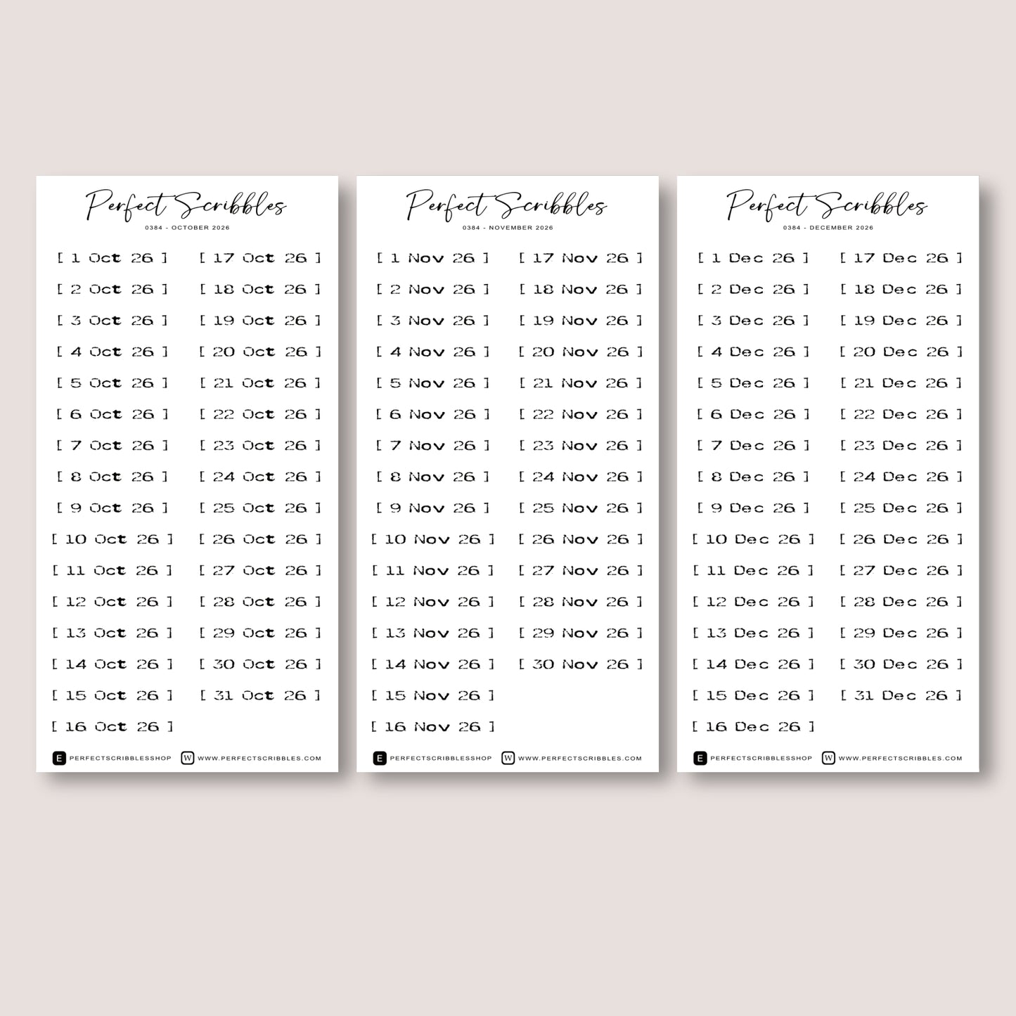 Stamp like 2026 Dated | Transparent Matte Planner Stickers
