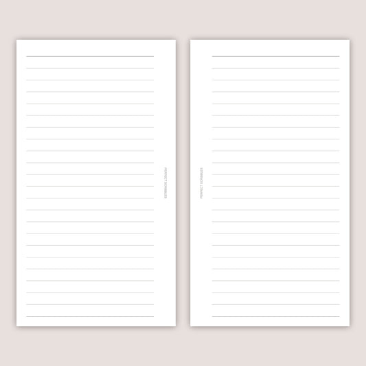 7mm Lined Paper Inserts: Minimalist Planner Refills (30 Pages) - Several Sizes (PRINTED)