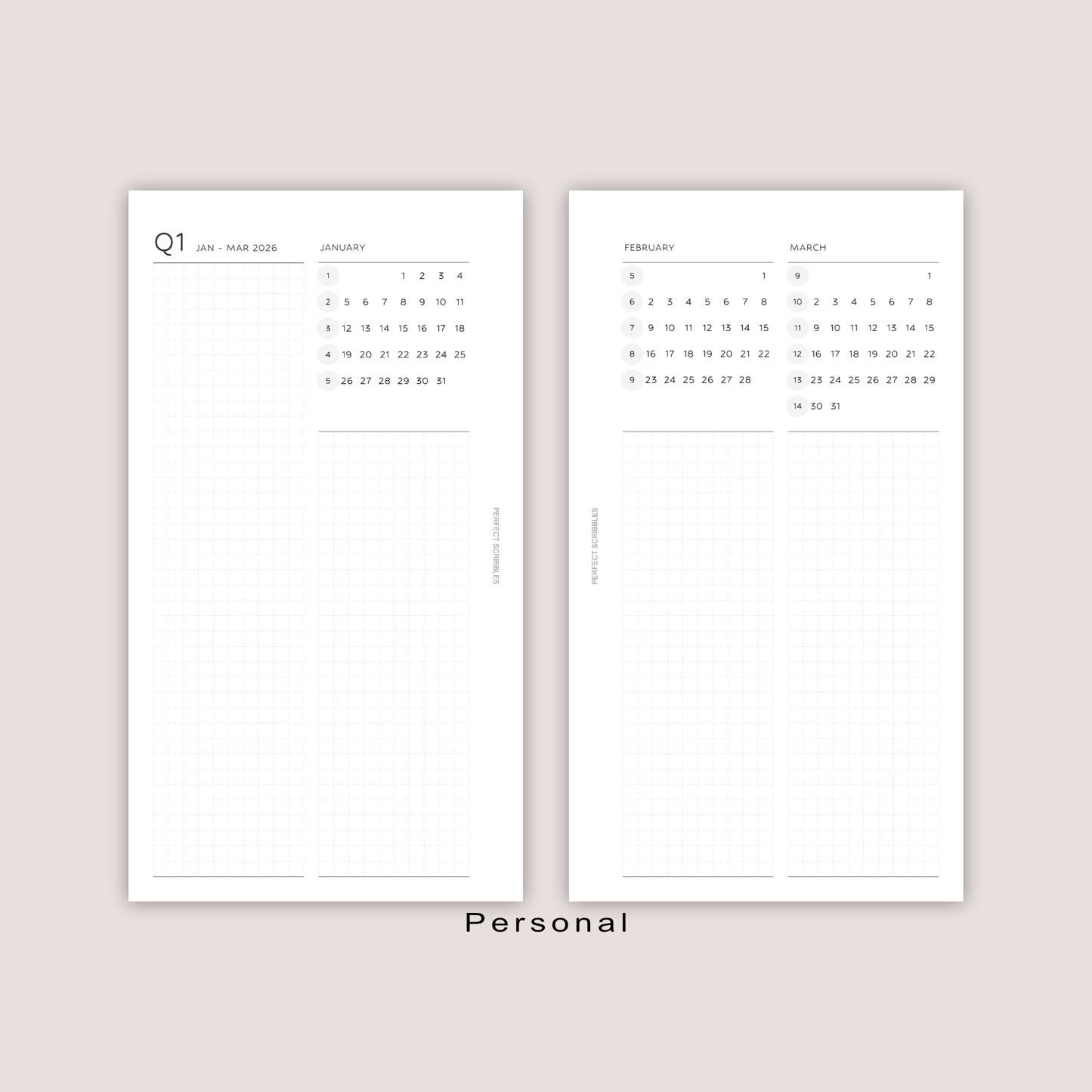 2026 DATED Yearly Overview and Quarterly Planner Inserts | PRINTED