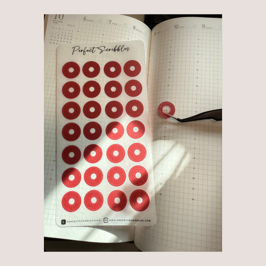 Large Highlight Ring Journaling Stickers 15mm, 28 per sheet