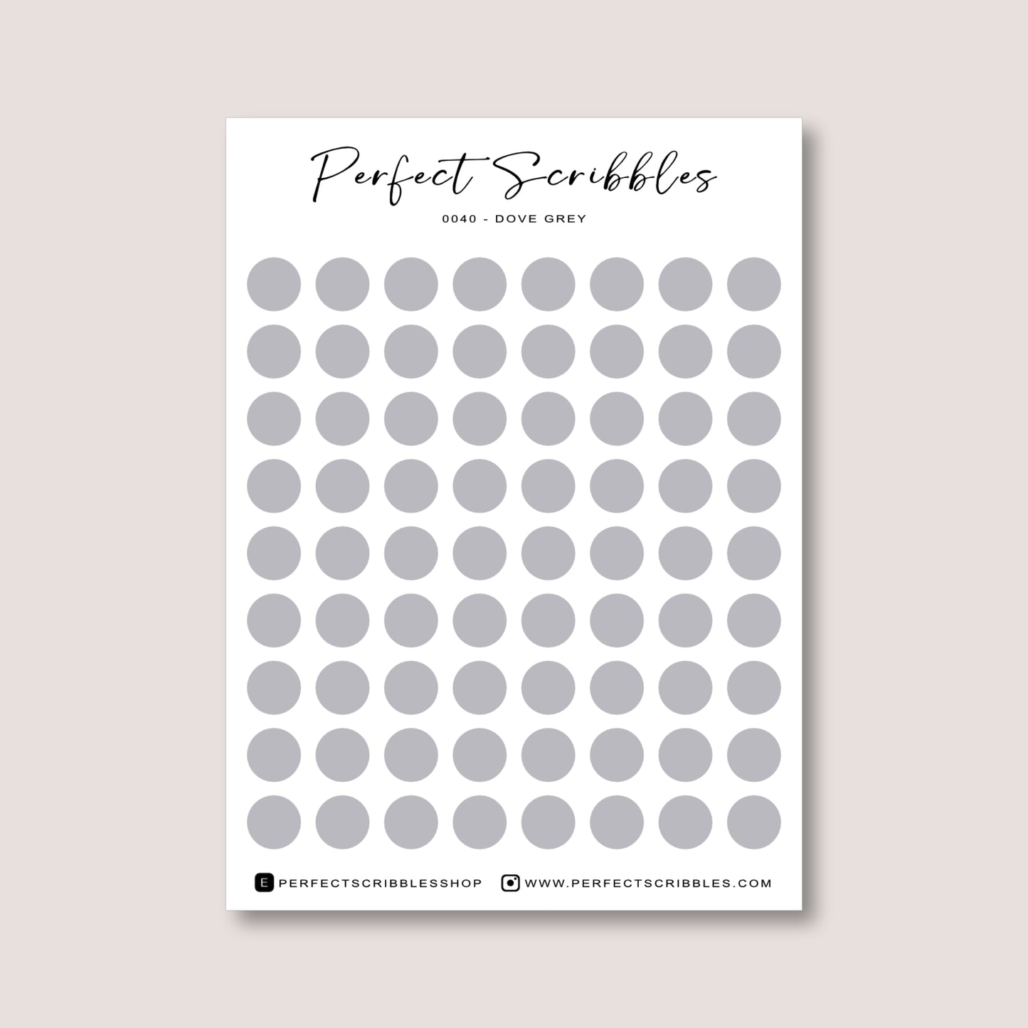 GREY Colours Regular Dot Planner Stickers – 72 Minimal Matte Dots (6 mm)