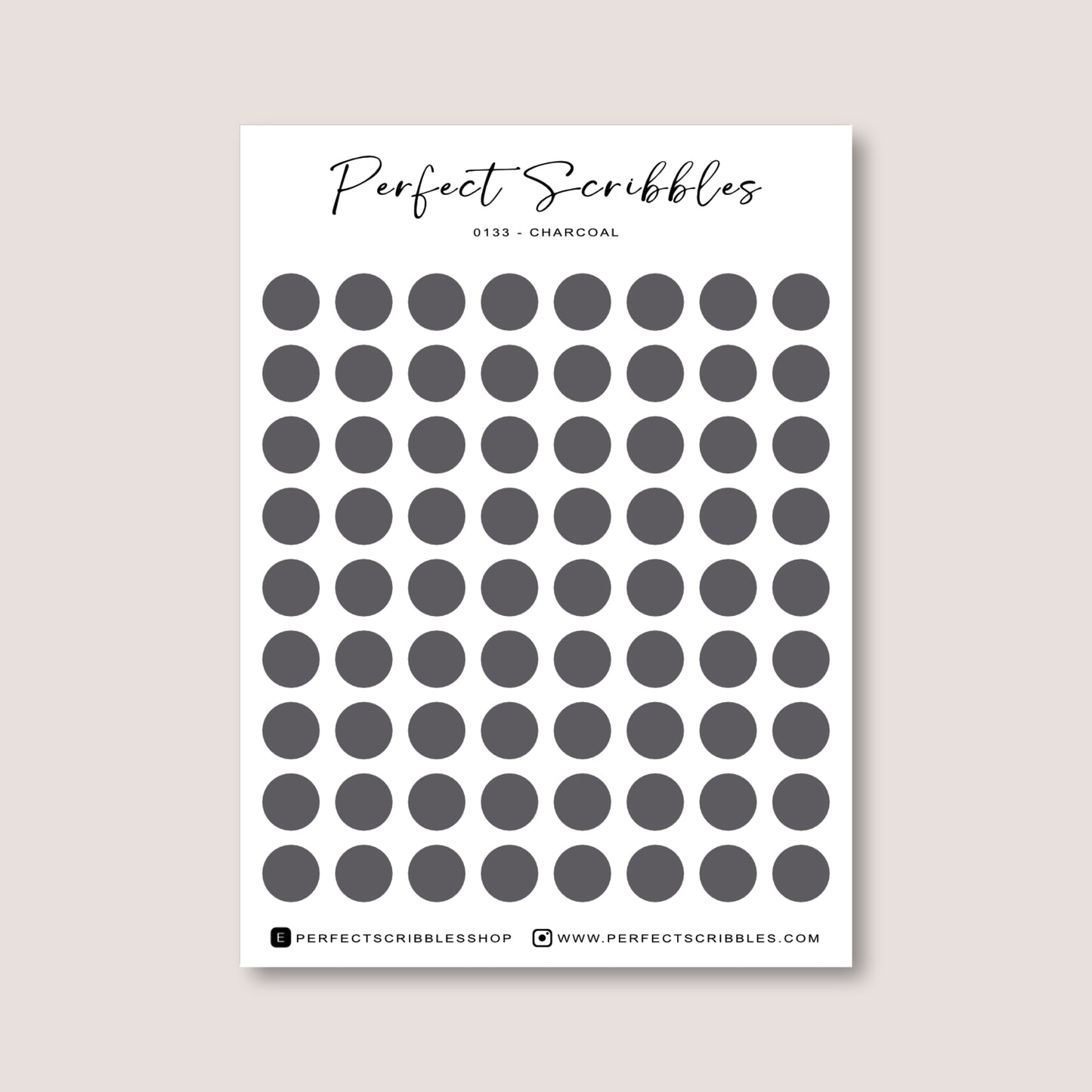 GREY Colours Regular Dot Planner Stickers – 72 Minimal Matte Dots (6 mm)