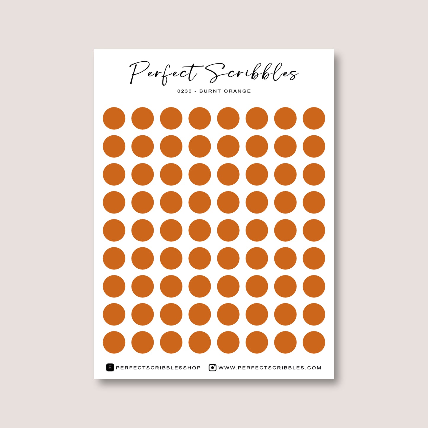 ORANGE Colours Regular Dot Planner Stickers – 72 Minimal Matte Dots (6 mm)