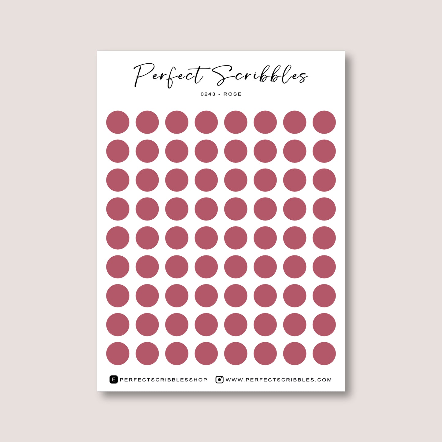 PINK Colours Regular Dot Planner Stickers – 72 Minimal Matte Dots (6 mm)
