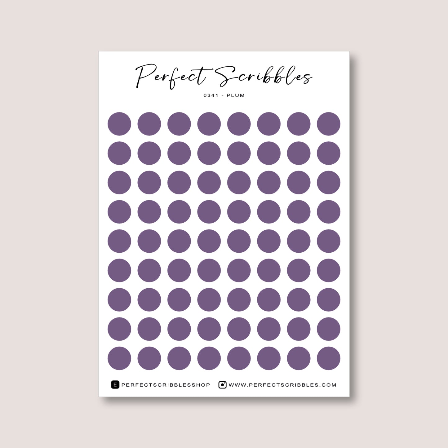 PURPLE Colours Regular Dot Planner Stickers – 72 Minimal Matte Dots (6 mm)