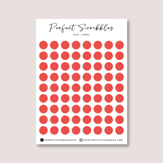 RED Colours Regular Dot Planner Stickers – 72 Minimal Matte Dots (6 mm)