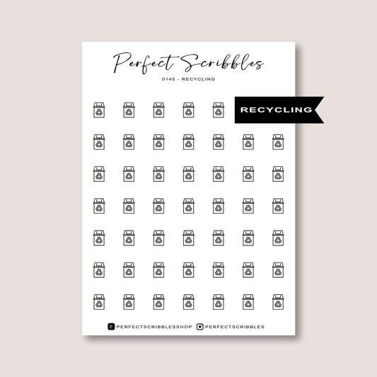 RECYCLING icon planner stickers | Minimal | Transparent matte | Stalogy, Hobonichi, Common planner