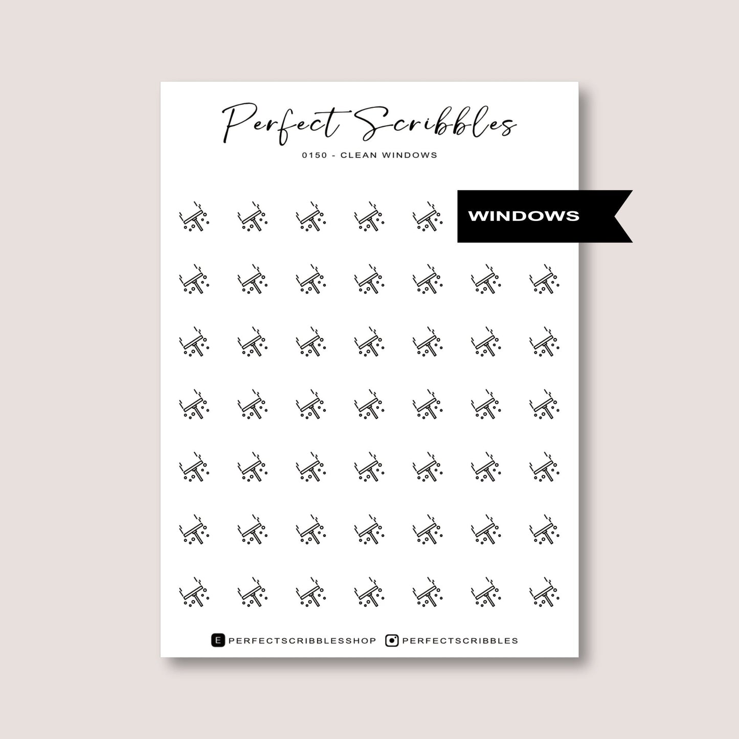 CLEAN WINDOWS icon planner stickers | Minimal | Transparent matte | Stalogy, Hobonichi, Common planner