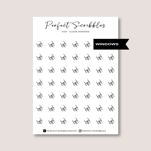 CLEAN WINDOWS icon planner stickers | Minimal | Transparent matte | Stalogy, Hobonichi, Common planner