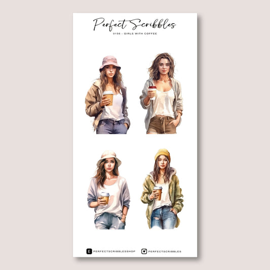 Girls With Coffee Sticker Sheet for Planners and Journals