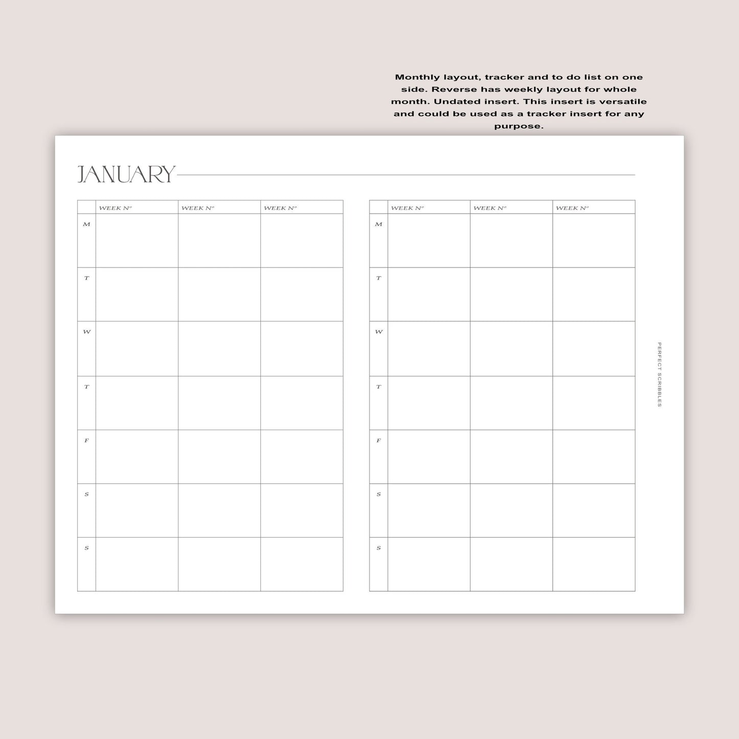POCKET PLUS | Full year monthly foldout inserts with tracker and weeks on reverse | Ring planner insert | Digital download