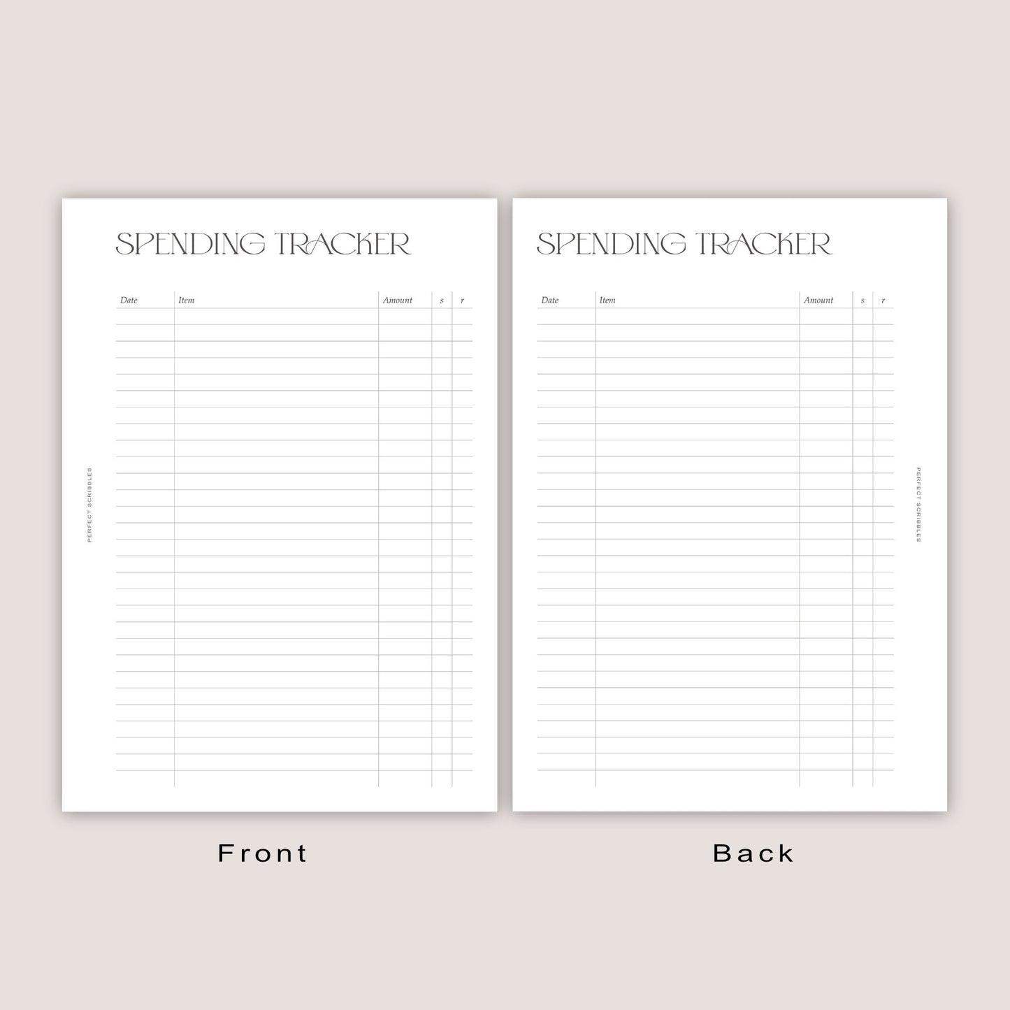 A6 | SPENDING tracker insert | Ring planner insert | Digital download