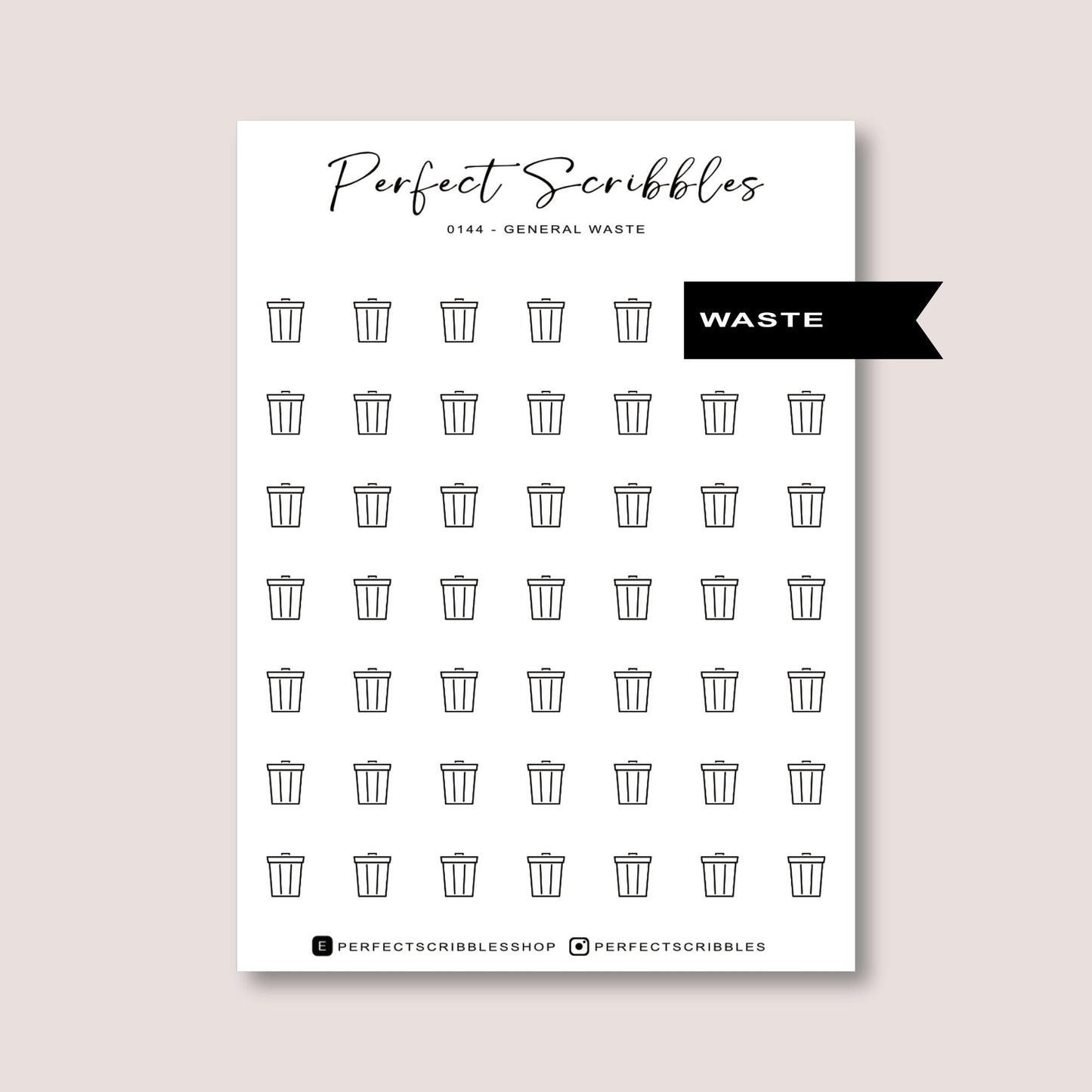 BIN DAY icon planner stickers | Minimal | Transparent matte | Stalogy, Hobonichi, Common planner