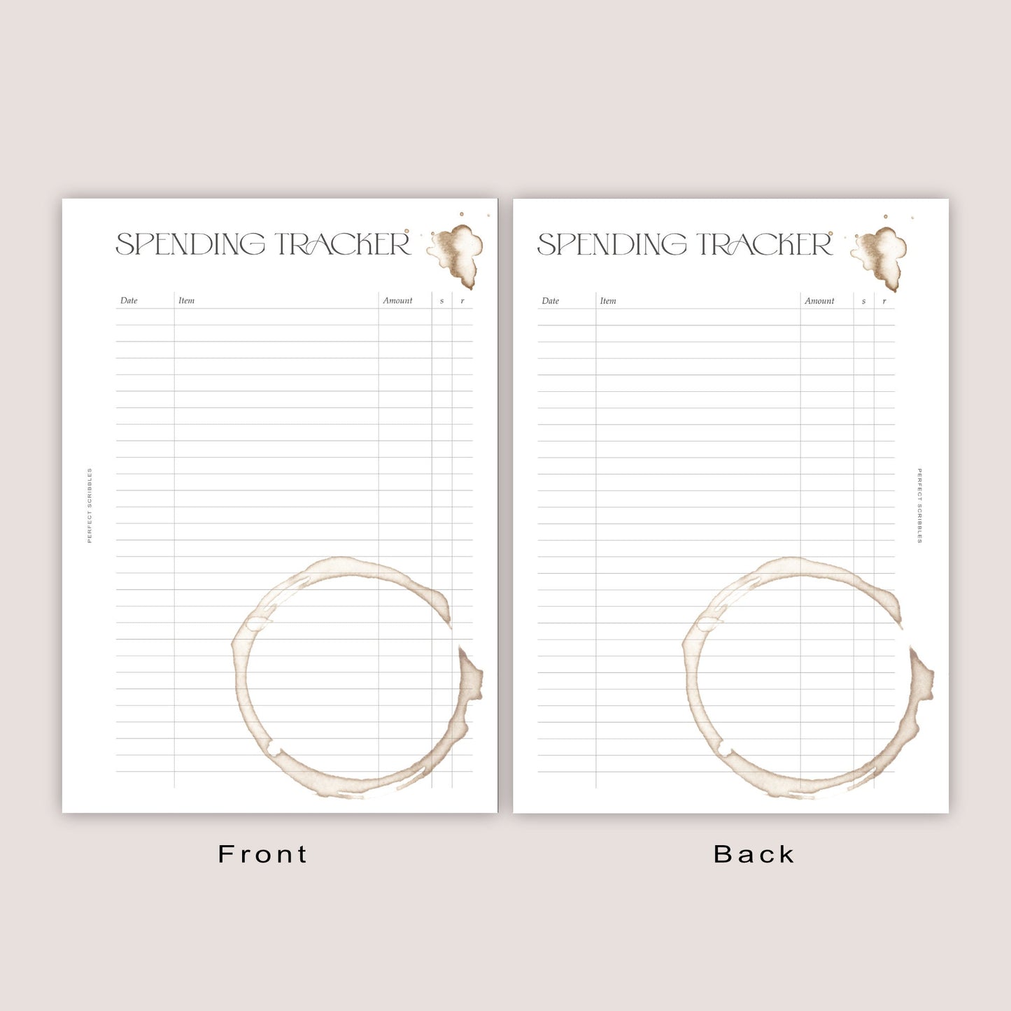 A6 | SPENDING tracker insert | Ring planner insert | Digital download