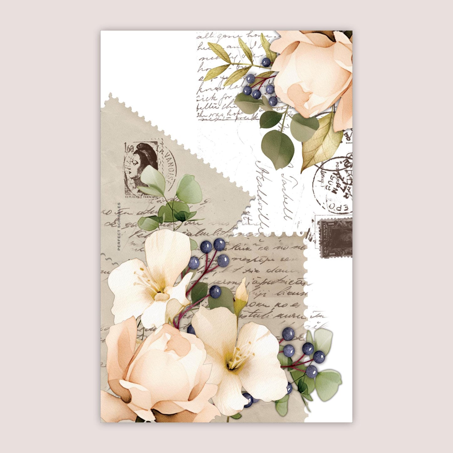 POCKET NOTEBOOK Floral Dashboard with old letters | Digital printable insert