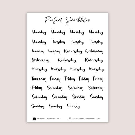 Weekdays stickers | Days of the week | Transparent matte stickers