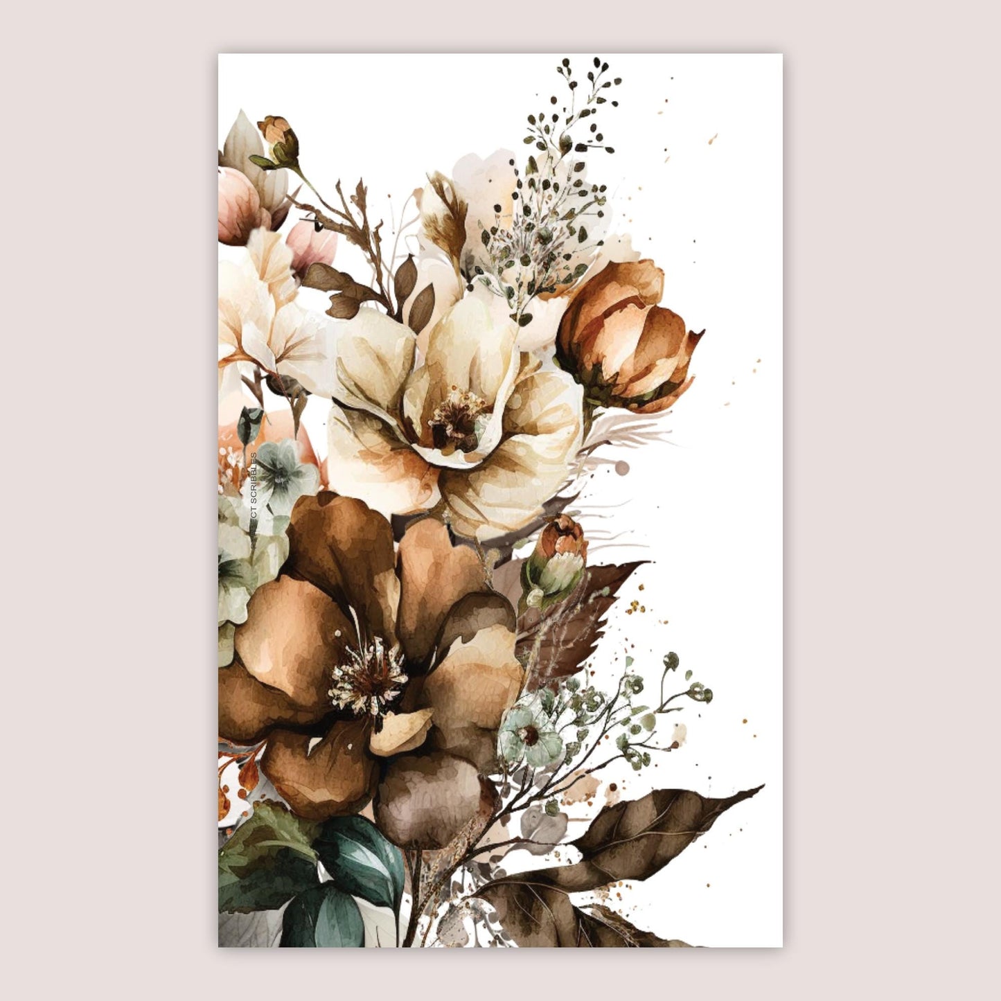 PERSONAL WIDE Dashboard | Neutral florals | Digital printable | Tip in for Stalogy, Common planner, Papertess | Planner insert