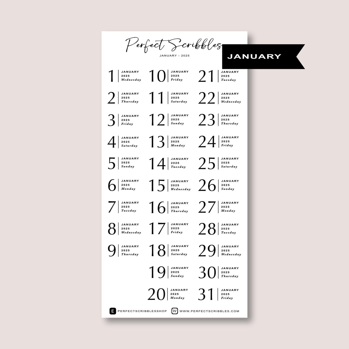 Minimal 2025 Dated | Transparent Matte Planner Stickers | Journal | Common Planner | Stalogy