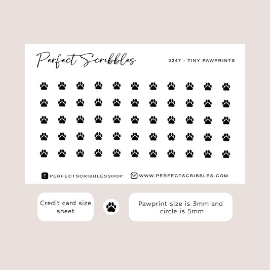 PAW PRINTS icon planner stickers | Minimal | Credit card size sheet | Transparent matte