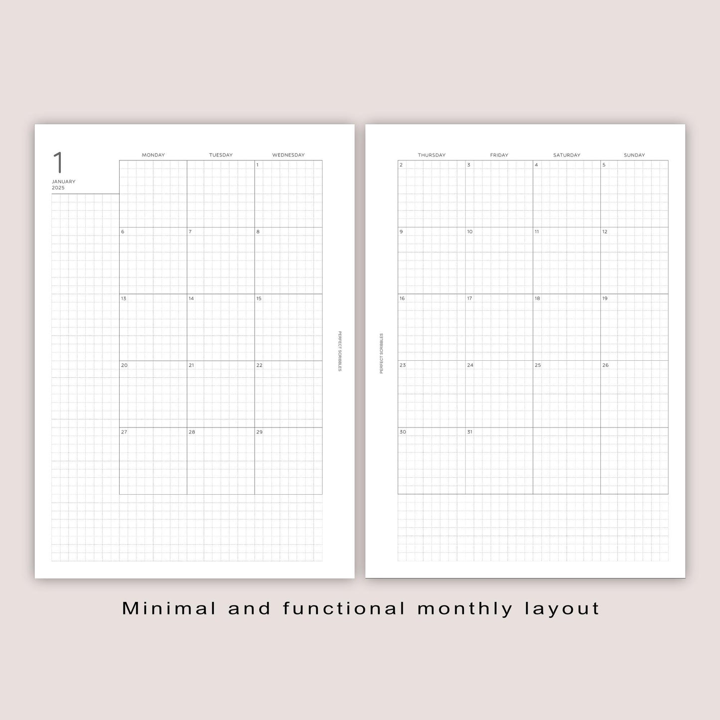 A5 2025 Monthly DATED inserts | Digital printable | Tip in for Stalogy, Common planner, Papertess | Ring planner insert