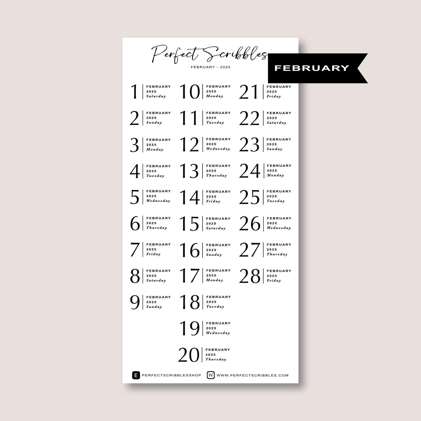 Minimal 2025 Dated | Transparent Matte Planner Stickers | Journal | Common Planner | Stalogy
