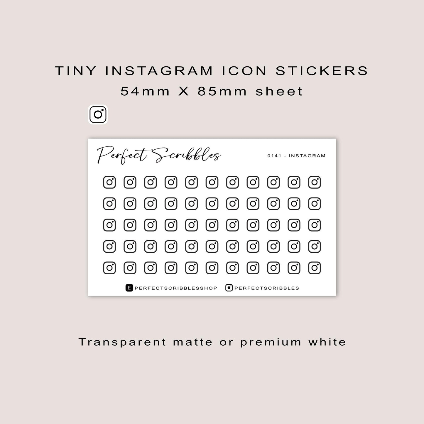 INSTAGRAM tiny icon planner stickers | Minimal | Credit card size sheet