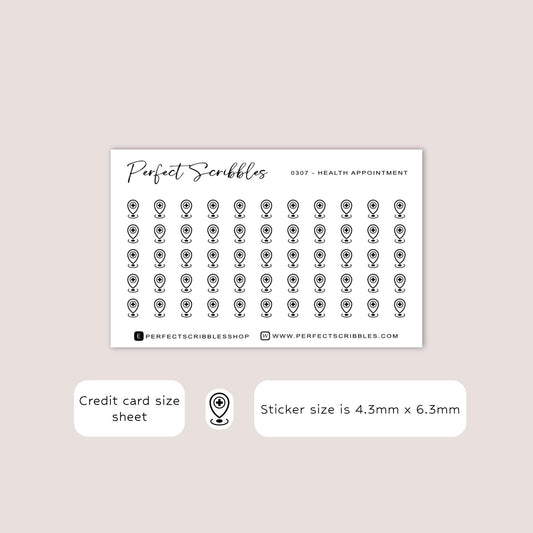HEALTH APPOINTMENT tiny icon planner stickers | Minimal | Credit card size sheet