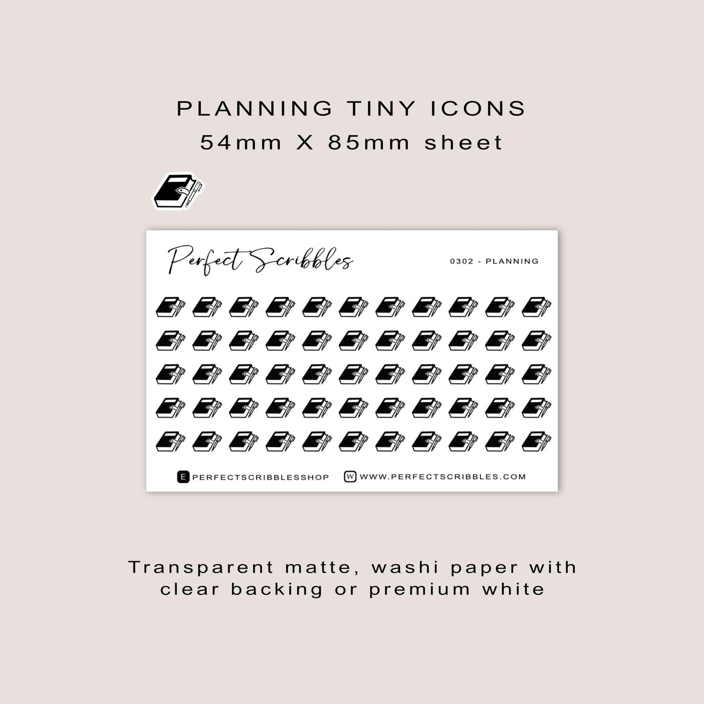 PLANNING tiny icon planner stickers | Minimal | Credit card size sheet