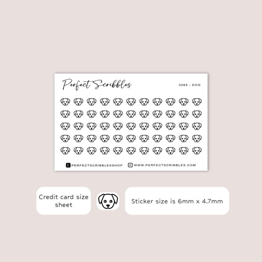 DOG tiny icon stickers | Minimal | Credit card size sheet | Transparent matte | Washi
