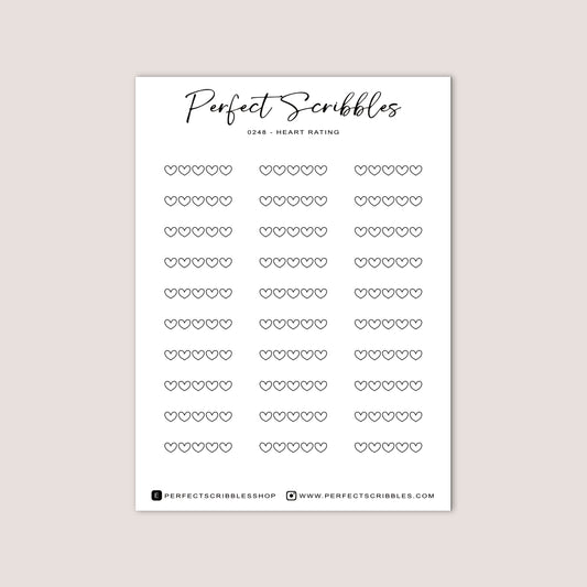 Heart Rating Stickers for Journals and Planners