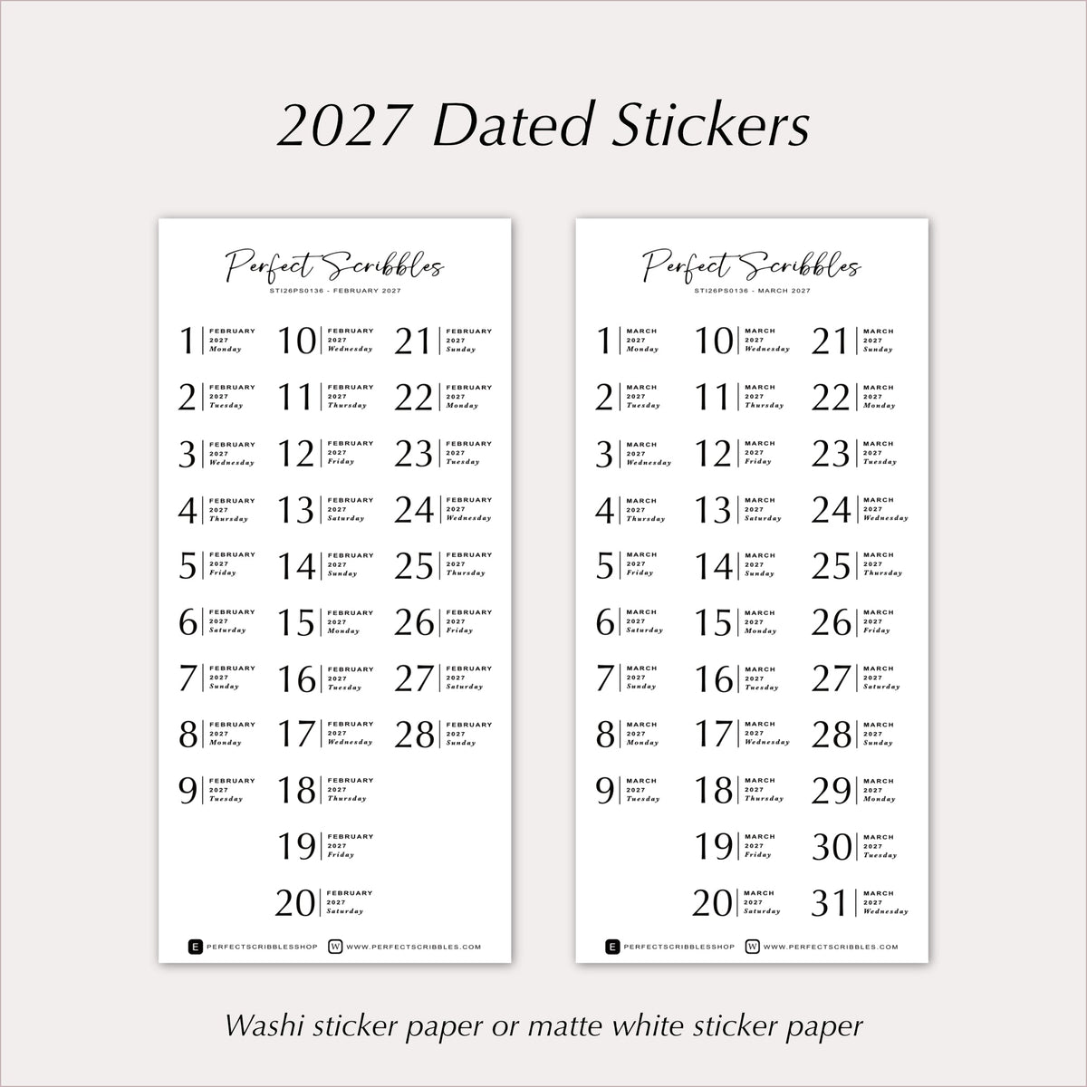 2027 Dated Stickers