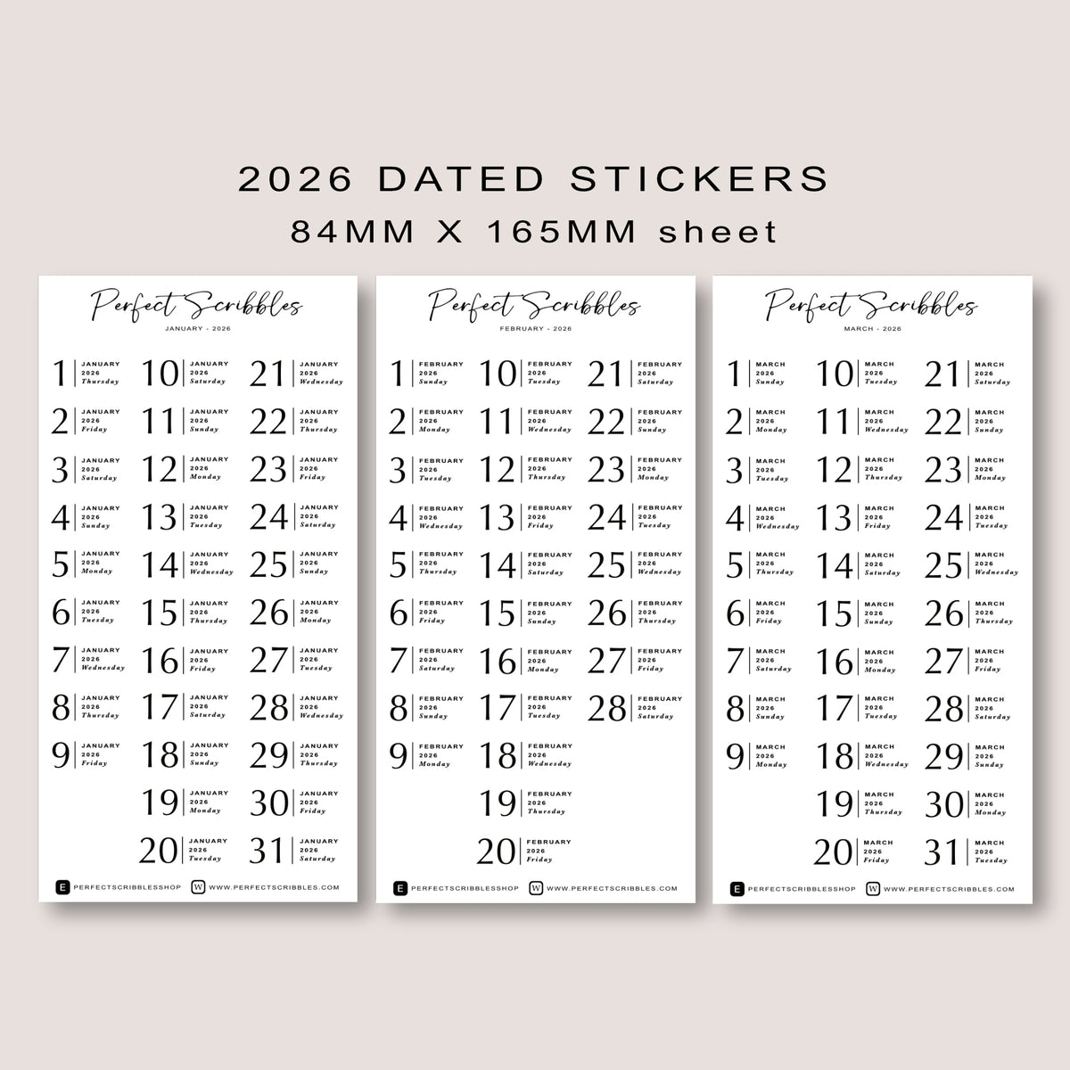 2026 Dated Stickers
