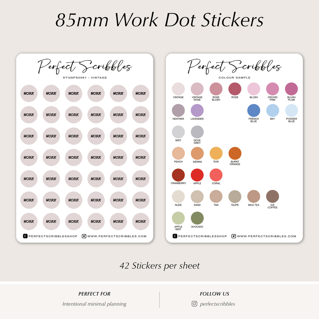 WORK Dot Stickers – Planner & Shift Schedule Markers