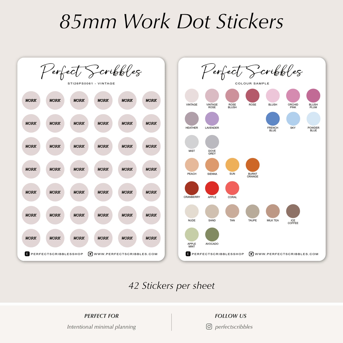 DOT WORK Planner Stickers | 8.5mm Functional Planner Dots