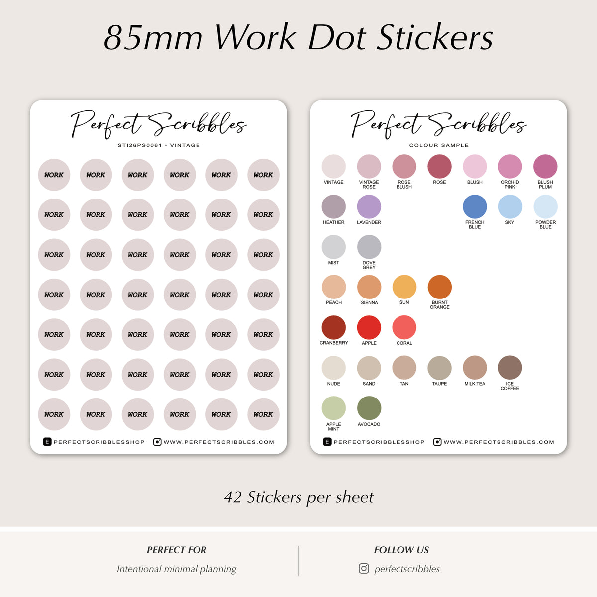 DOT WORK Planner Stickers | 8.5mm Functional Planner Dots