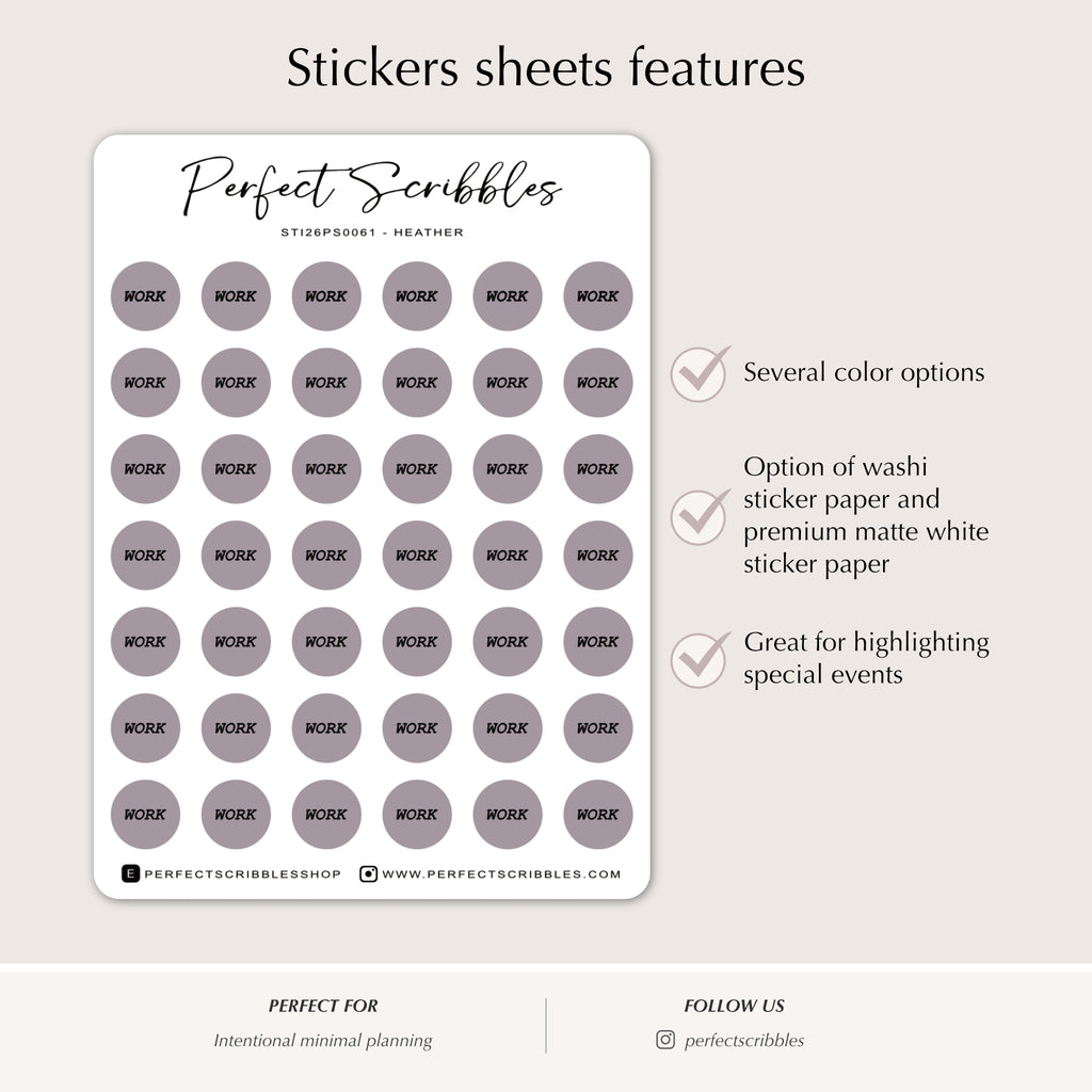 WORK Dot Stickers – Planner & Shift Schedule Markers