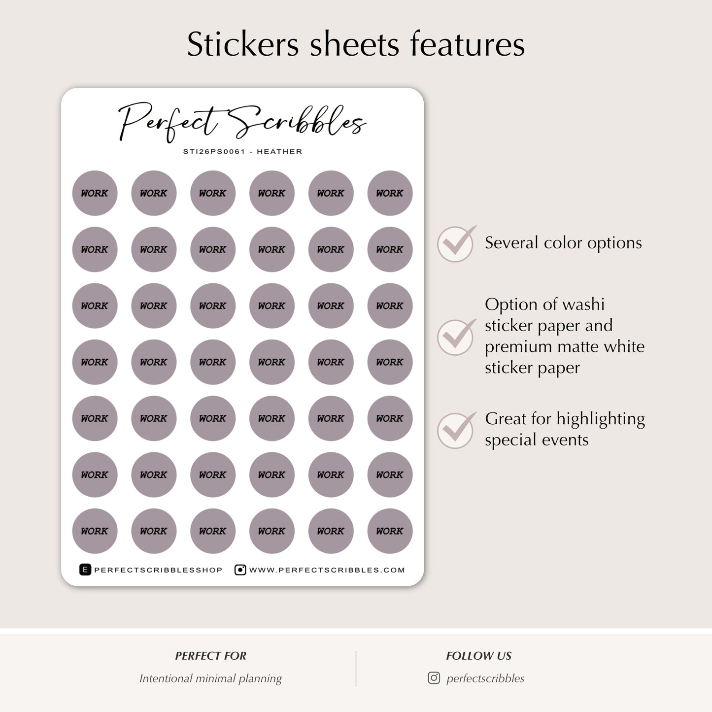 DOT WORK Planner Stickers | 8.5mm Functional Planner Dots