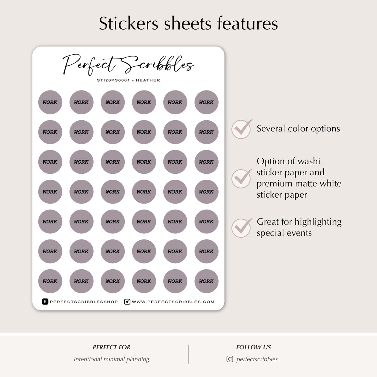 DOT WORK Planner Stickers | 8.5mm Functional Planner Dots