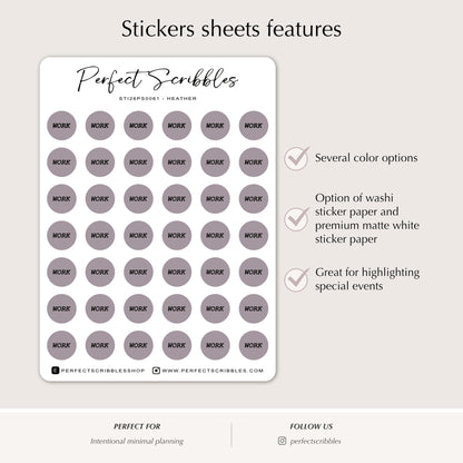 DOT WORK Planner Stickers | 8.5mm Functional Planner Dots